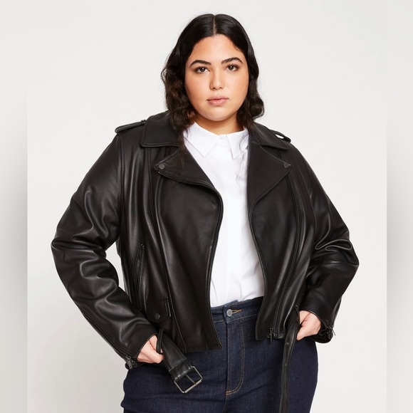 Universal Standard Leeron Leather Moto Jacket xs 10-12 - Picture 7 of 10